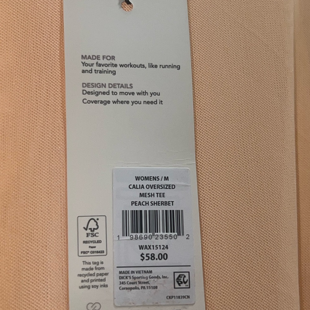 CALIA by Carrie Underwood Peach Sherbet Mesh Tee|M |NEW - Picture 5 of 6